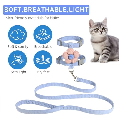 Qpets® Cat Harness with Leash Set for Small Cats Quick Release Buckle Escape-Proof Cute Flower Pet Belt Outdoor Walking Travel M Chest 27-43cm Neck 23-33cm 2PCS Qpets® Cat Harness with Leash Set for Small Cats Quick Release Buckle Escape-Proof Cute Flower Pet Belt Outdoor Walking Travel M Chest 27-43cm Neck 23-33cm 2PCS